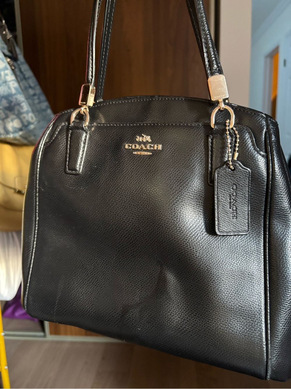 Coach Black Pebbled Leather Satchel Purse Handbag - Picture 4 of 16